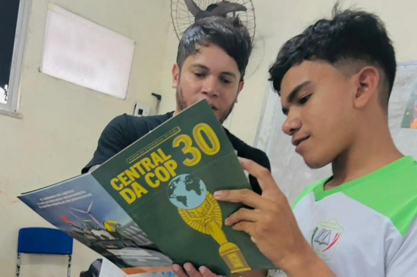 Foto: Estudantes de Curuçá utilizam material pedagógico sobre mudanças climáticas