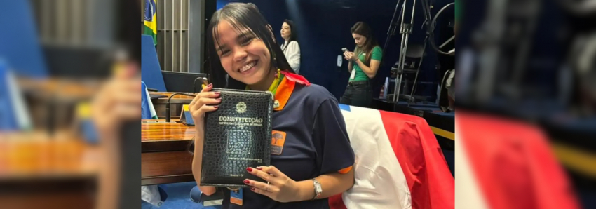 Foto: Em Brasília (DF), estudante da rede estadual representa o Pará no programa Jovem Senador