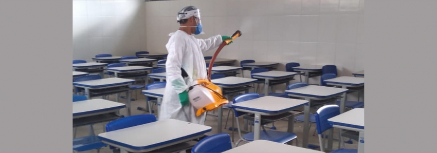 Foto: Escolas da rede estadual passam por limpeza e desinfecção para retorno das aulas presenciais