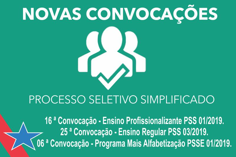 Foto: Novas Convocações PSS 01, 03/2019 e PSSE 01/2019