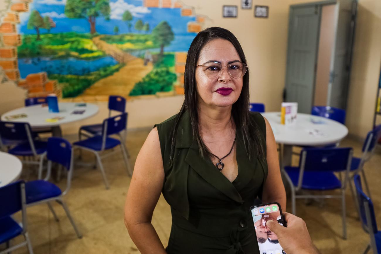 Diretora escolar, Luzia Bernardes: Essas melhorias vão contribuir significativamente para o avanço do ensino-aprendizagem(Foto: Rodrigo Pinheiro / Ag.Pará)