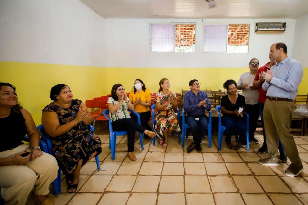 Rossieli Soares se reuniu com com servidores da Unidade Regional de Educação 5 e diretores de todas as escolas da região (Foto: Daniel Guimarães / Ascom Seduc)