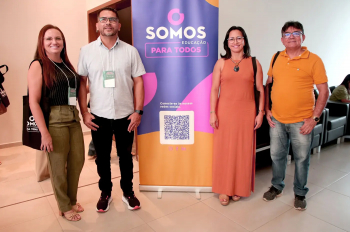 Foto: Secretário de educação de Bragança, Alcides Oliveira e sua equipe - Foto: Eliseu Dias / Ncom Seduc