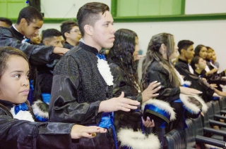 Foto: O Projeto Mundiar realizou no último sábado (9), a formatura das turmas de 2017 do ensino fundamental e ensino médio da Unidade Seduc na Escola (USE 6). O evento ocorreu no auditório Waldir Bouhid, localizado na Universidade Federal Rural da Amazônia (UFRA), em Belém. | Fotógrafo: Suellen